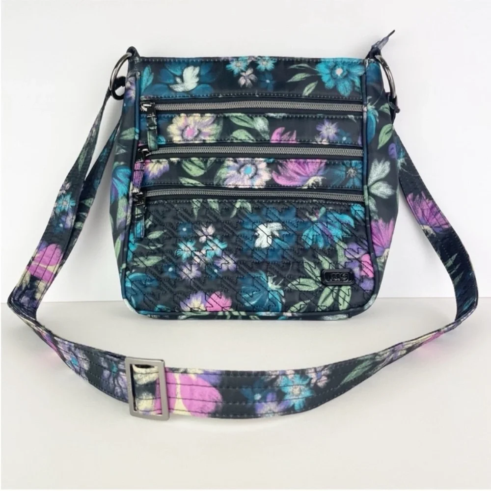Lug Breezer Bloom Black RFID Crossbody Travel Organizer Bag Excellent Condition